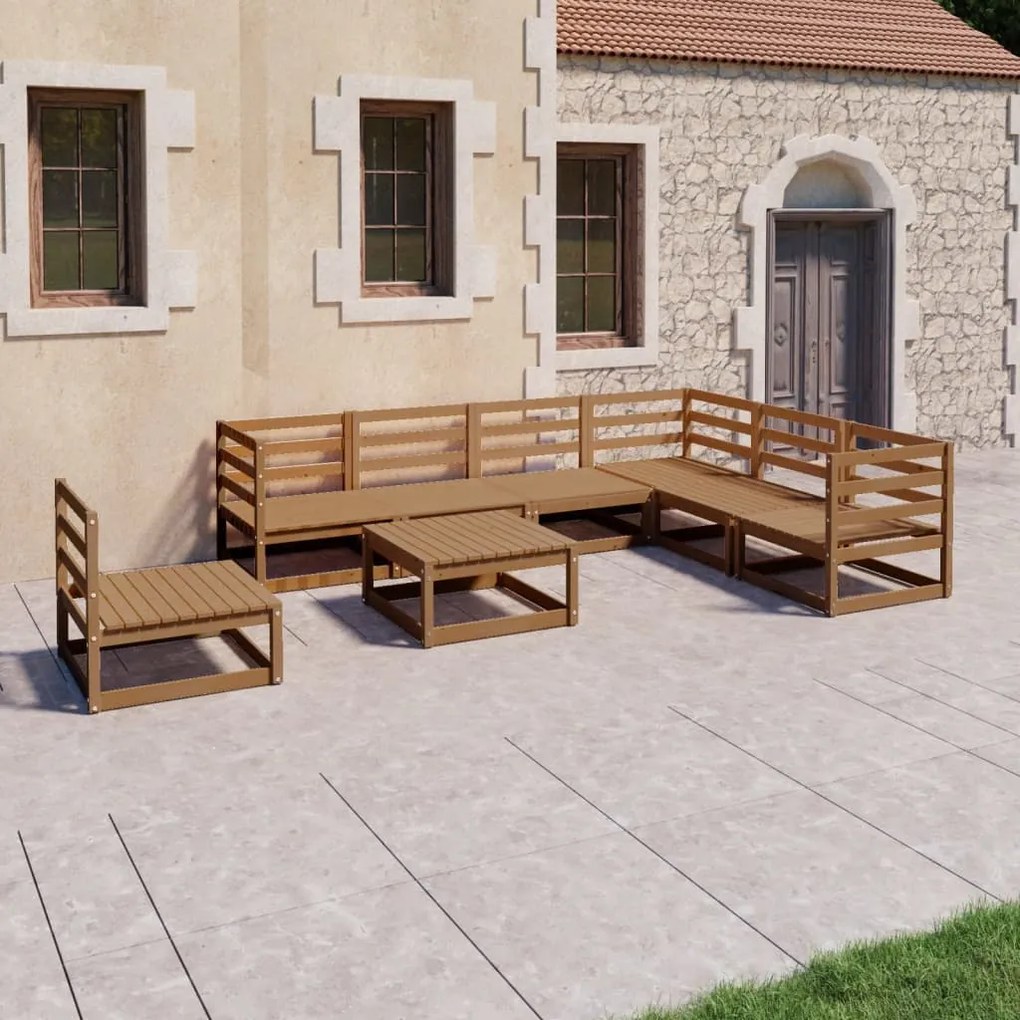 vidaXL Set mobilier de grădină, 8 piese, maro miere, lemn masiv de pin