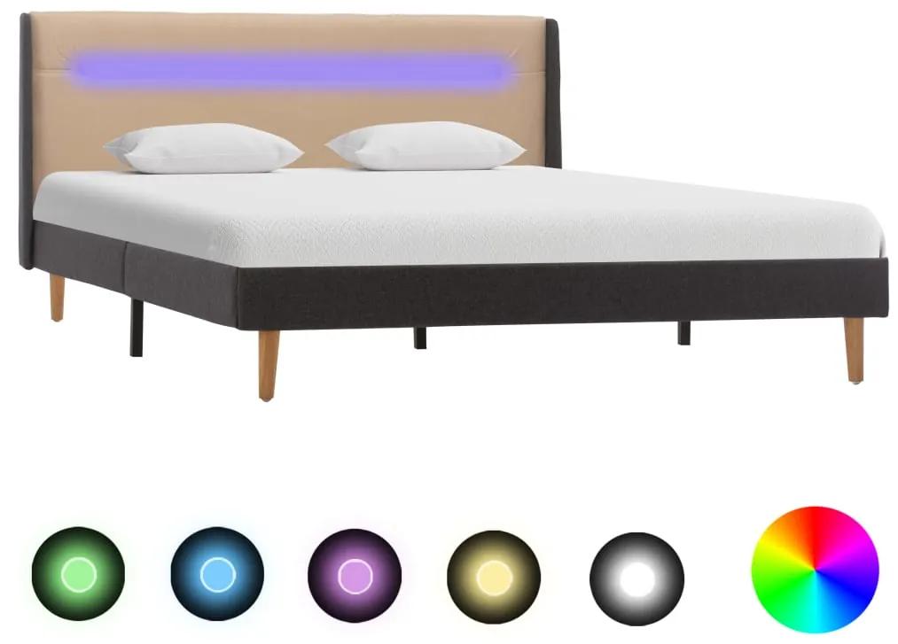 286700 vidaXL Cadru de pat cu LED, crem, 140 x 200 cm, material textil