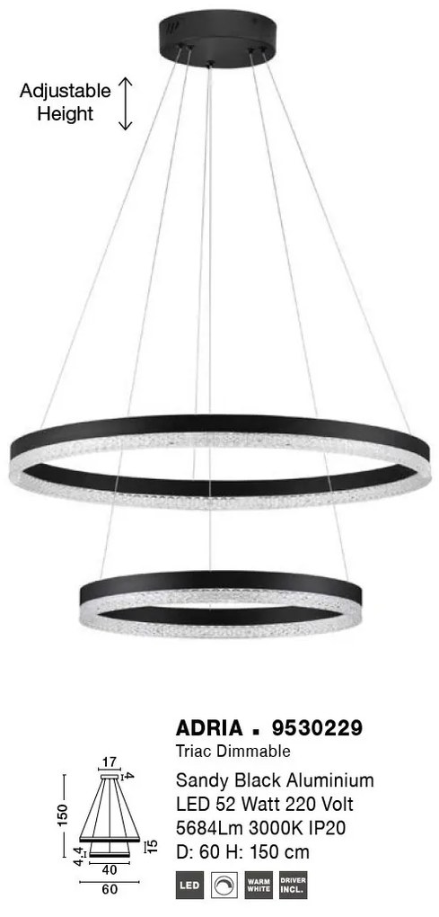 Lustra LED suspendata design elegant ADRIA D-60cm