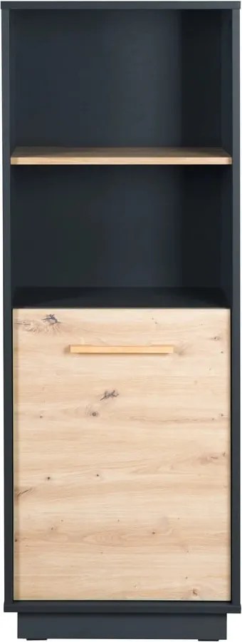 Bibliotecă pentru copii gri antracit/natural cu aspect de lemn de stejar 55x150 cm Lenn – Roba