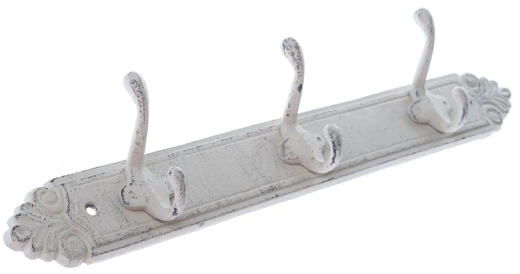 Cuier din fontă Enfeite alb, 43 x 7 cm