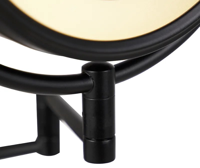 Oglinză de perete de design neagră cu LED reglabil IP44 cu cordon de tragere - Vicino