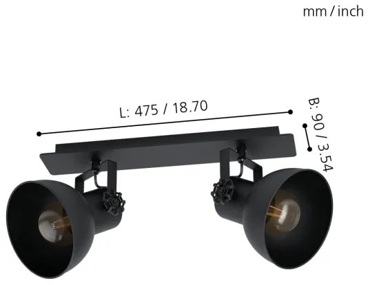 Eglo 43432 - Lampă spot BARNSTAPLE 2 2xE27/40W/230V