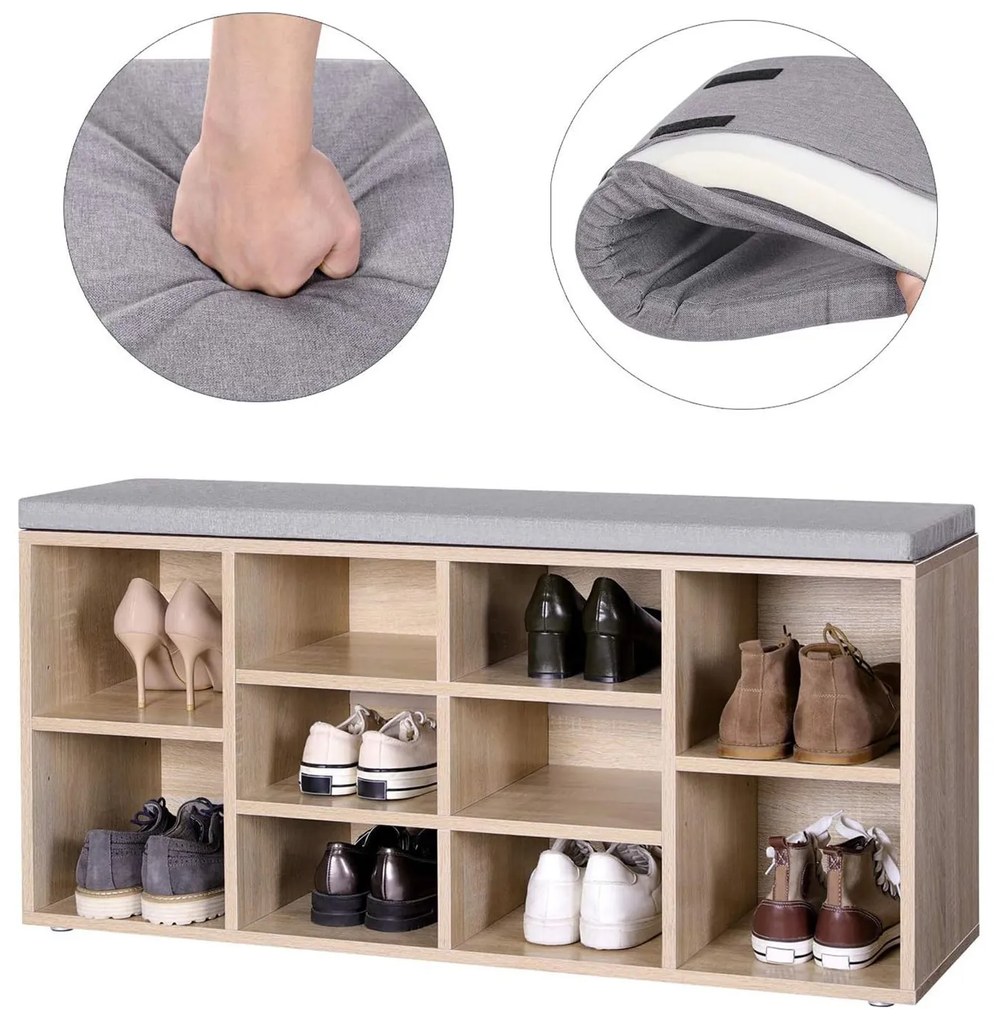 Dulap pantofi cu bancuta cu sezut gri WESO SONOMA 104x30 cm