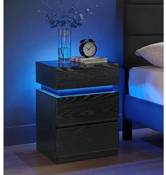 Noptieră SMARTIE cu iluminare, negru