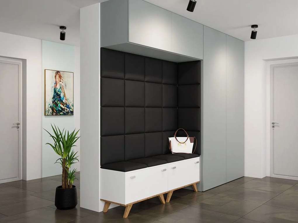 Panou de perete tapițat Pazara 30x30 (piele ecologică soft 011 (Negru). 1054238