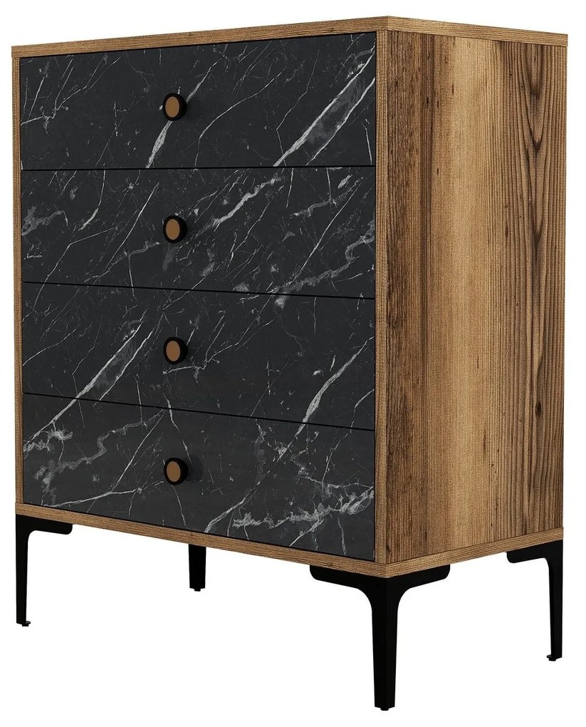 Cabinet Lizbon 541 - Walnut, Black
