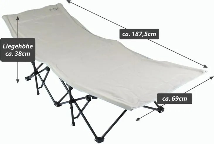 Șezlong pliabil, bej, geantă de transport