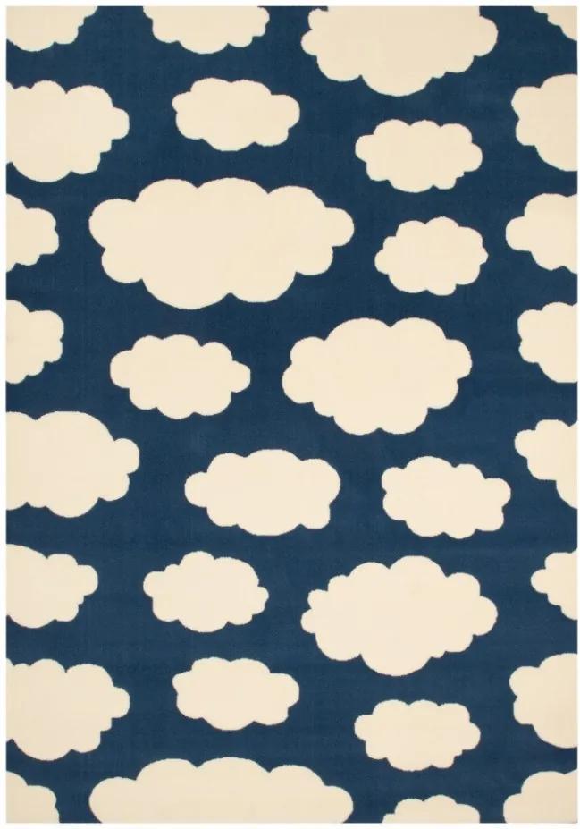 Covor albastru inchis cu nori pentru copii 200x140 cm Clouds Zala Living