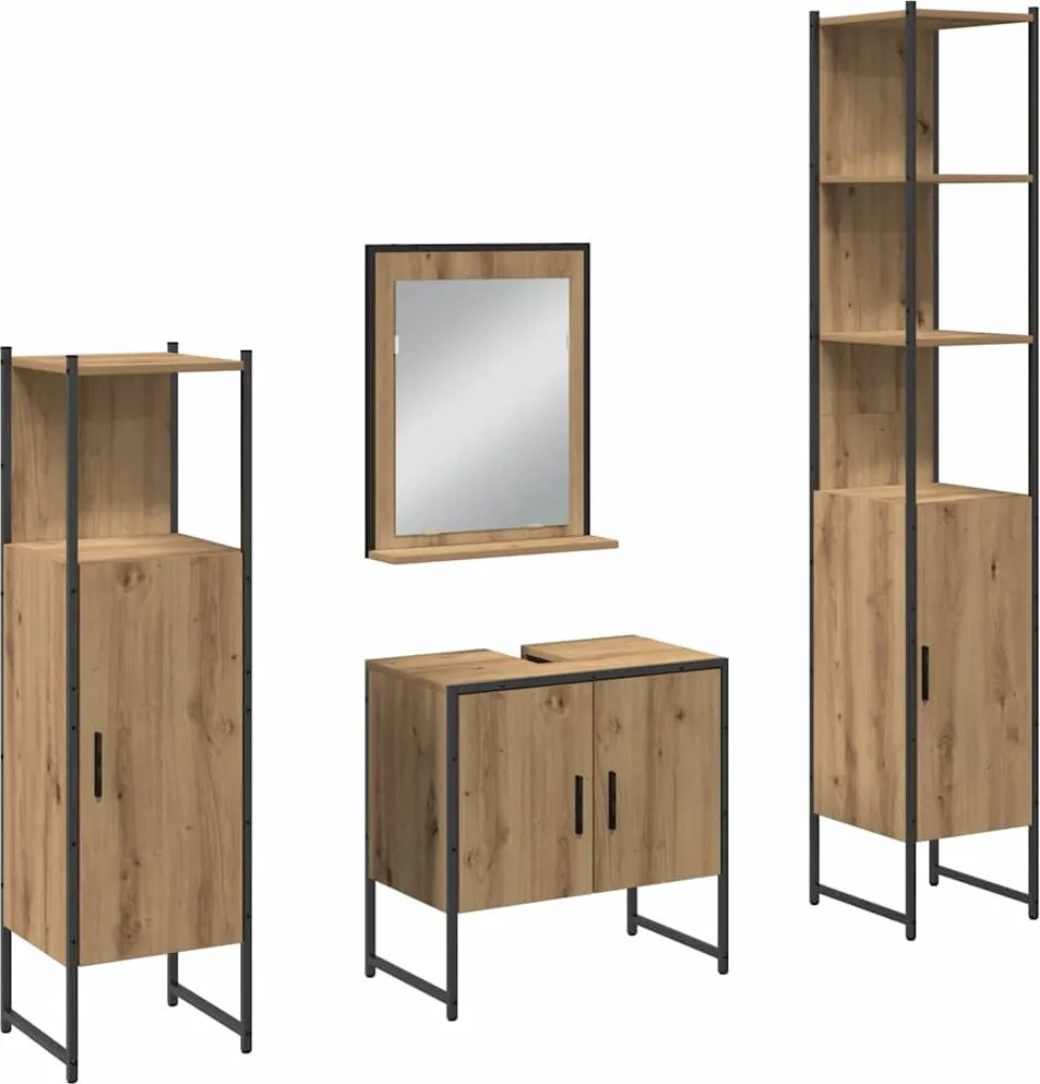 vidaXL Set de mobilier pentru baie 4 pcs Maro 33 x 33 x 185.5 cm