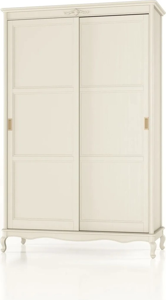Dulap lemn masiv Seraphia 2 Uși Glisante, 150 × 65 × 230 cm - Vanilla