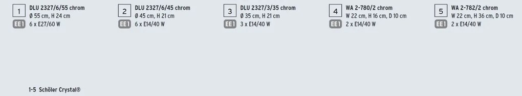 Lustra aplicata cristal Schöler design de lux Sheraton 55cm, chrome