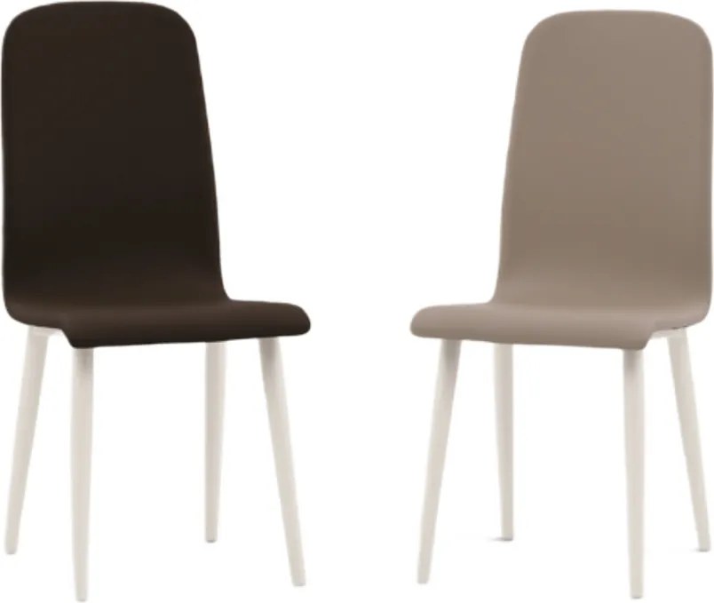 Scaun Arianna, imitatie piele si picior metalic alb - ALB - BEJ - PIELE ECOLOGICA