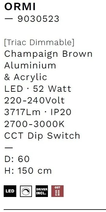 Lustra LED suspendata design modern circular ORMI brown