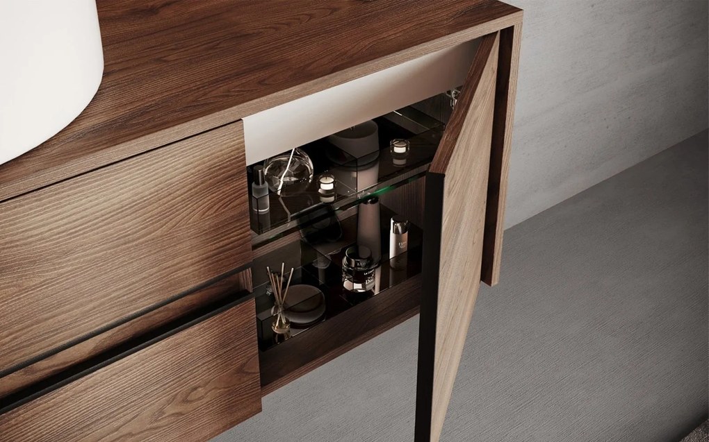 Set lemn masiv Mobilier Baie Suspendat Noce Model N2 - TABACCO
