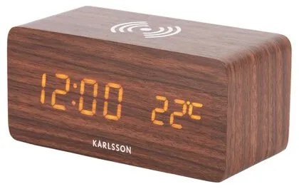 Karlsson 5933DW Ceas cu alarmă cu LED / ceas cu încărcare 15 cm, maro