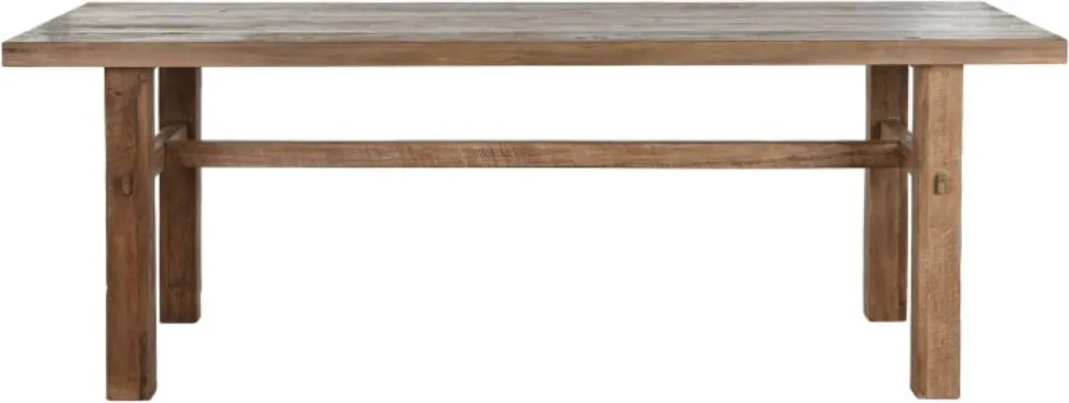 Masă dining din lemn masiv de tec reciclat, natur, 10 locuri, cu picioare masive, 78 x 220 x 90 cm, „Rusti”