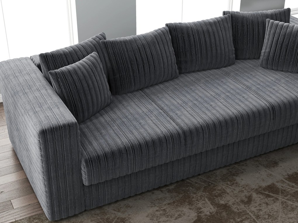 Canapea extensibilă dumonde cu ladă de depozitare si sezut confortabil din spuma high-density, Gloria Ambience Grey 240x100 cm