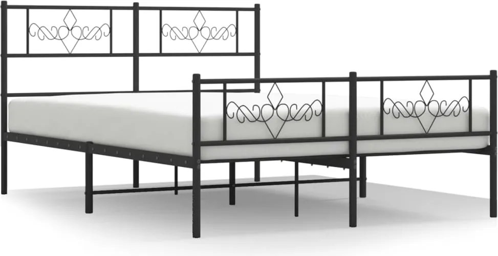 vidaXL Cadru pat metalic cu tăblie de cap/picioare, negru, 120x190 cm