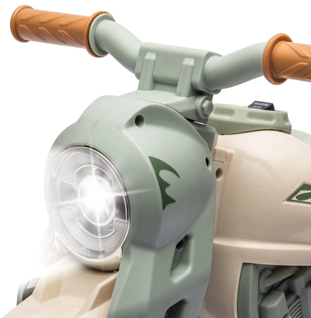 AIYAPLAY Moto electrică pentru copii 2-5 ani, 3 roți, 6 V, 3 km/h, cu funcție de bule, efecte luminoase și sonore, crem | Aosom Romania