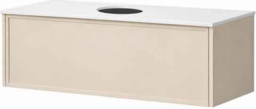 Set dulap baza suspendat KolpaSan Orphia 1 sertar 100 cm finisaj light grey cu blat Kerrock