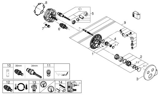 GROHE 29120000 - Baterie termostatică pentru duș încastrată GROHTHERM SMARTCONTROL + suport cromat