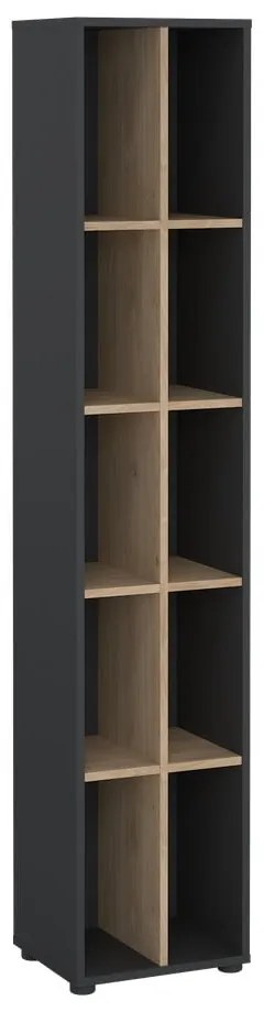 Bibliotecă gri antracit/cu aspect de lemn de stejar 41x205 cm Sign – Tvilum