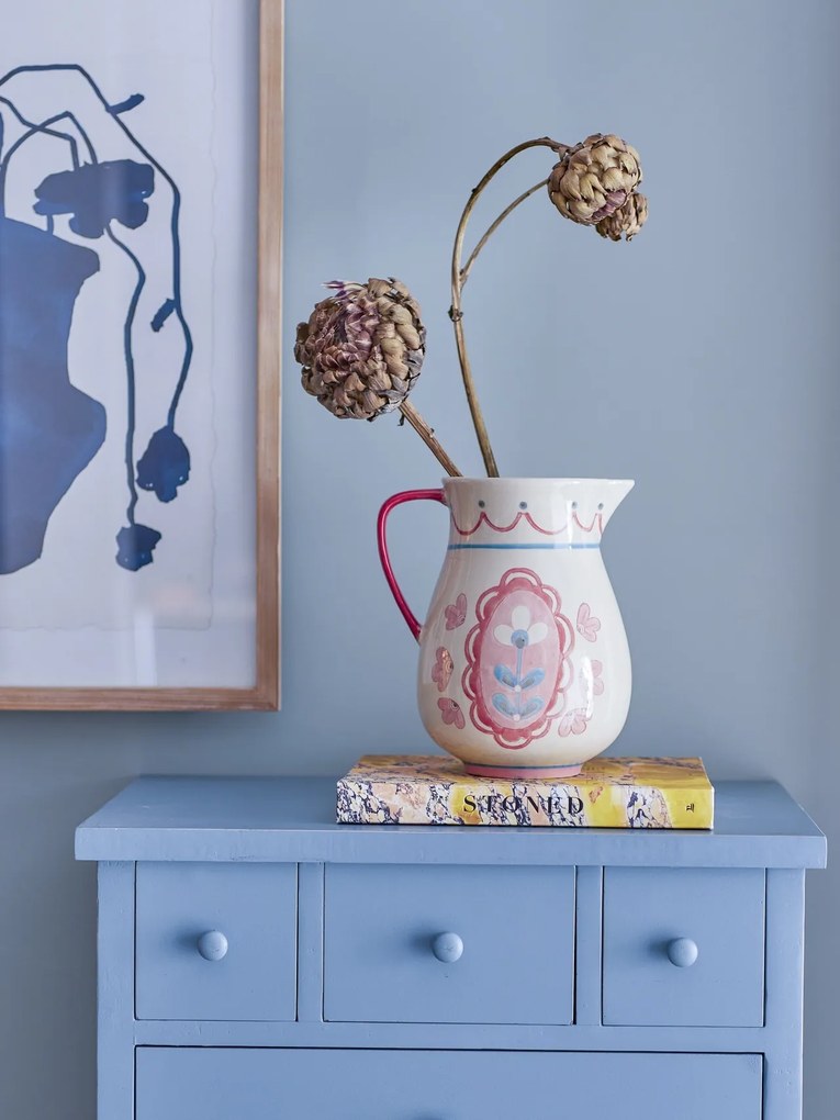 Carafă din ceramică cu motiv floral pictat manual, D17×H24 cm, 3300 ml, „Odina"