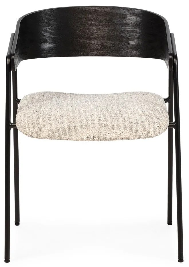 Set de scaune de sufragerie negru/bej cu cotiere 2 buc. tapițat Cora – MOME