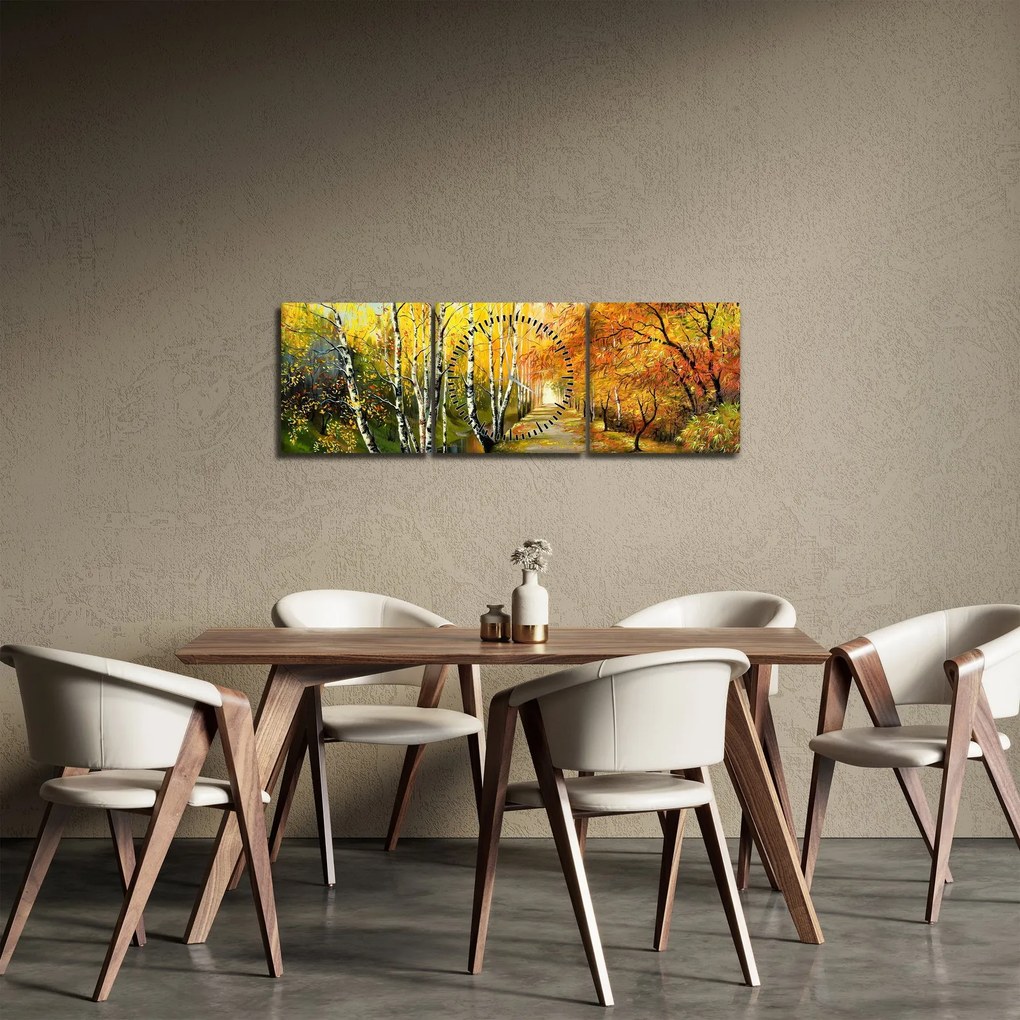 Tablou - Alee romantică de-a lungul apei, pictură în ulei (cu ceas) (90x30 cm)