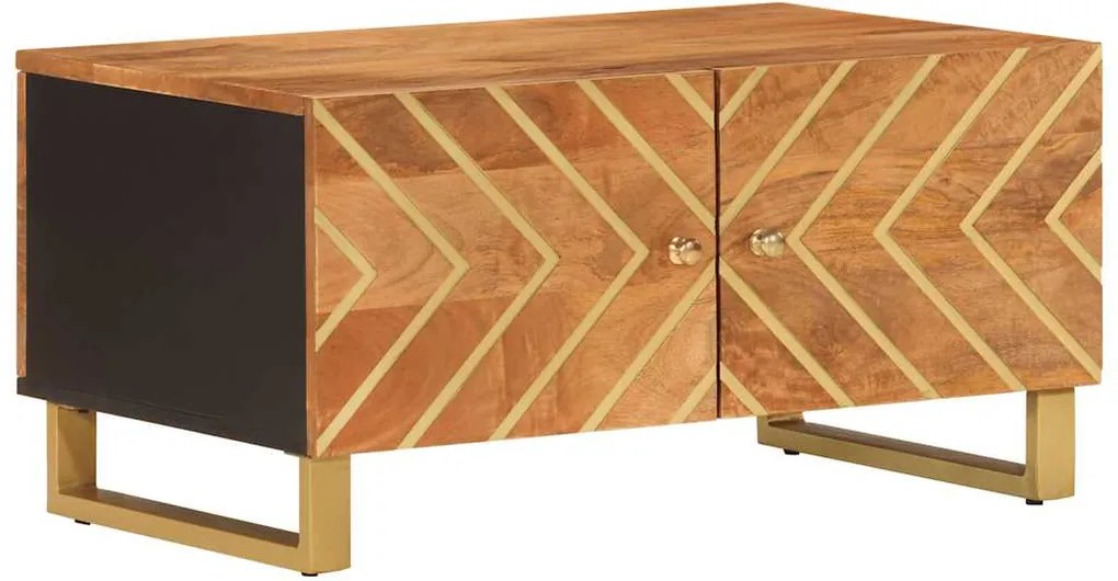 vidaXL Măsuță de cafea, maro și negru, 80x50x40 cm, lemn masiv mango