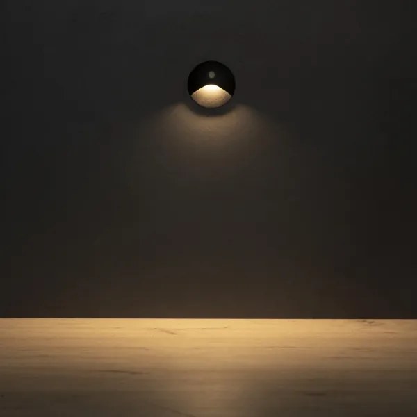 Kanlux 39124 - Lampă LED EXIN pentru trepte cu senzor, 2,5W/230V, 3000K, IP65, negru, rotund