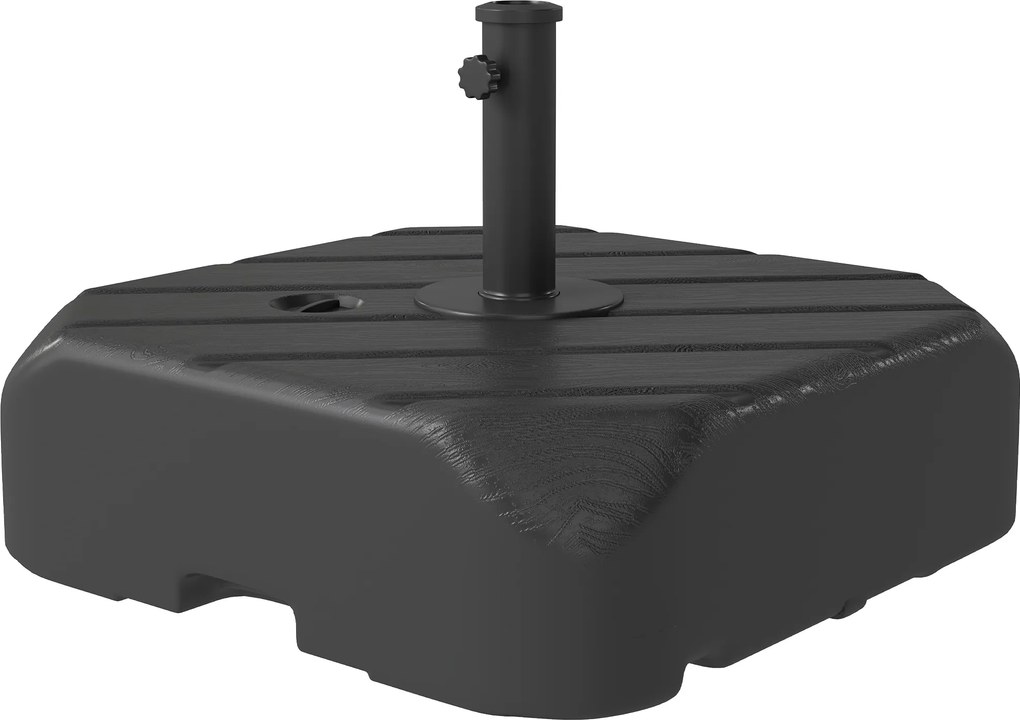 Outsunny Bază pentru umbrelă pe roți, umplere cu 45 kg apă / 72 kg nisip, pentru stâlp Ø 38 și 48 mm, negru | Aosom Romania