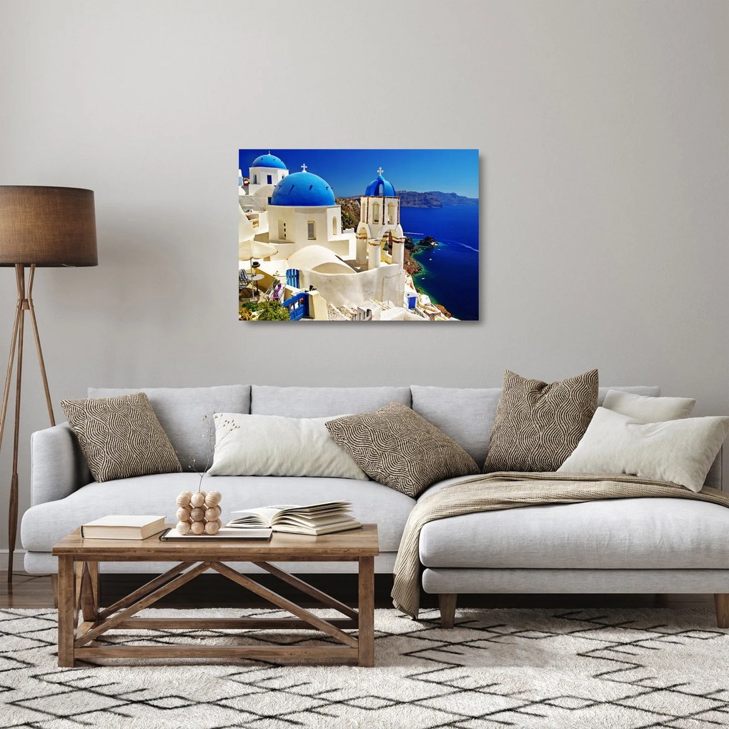 Tablou pe sticlă - Santorini, Grecia (70x50 cm)