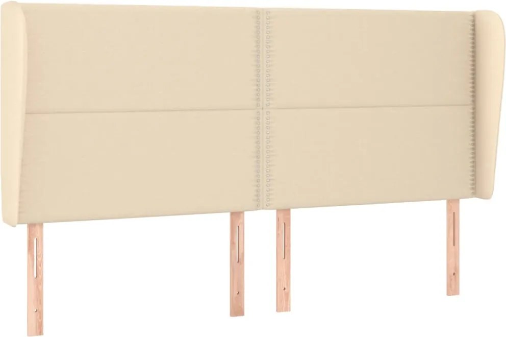vidaXL Tăblie de pat cu aripioare, crem, 183x23x118/128 cm, textil