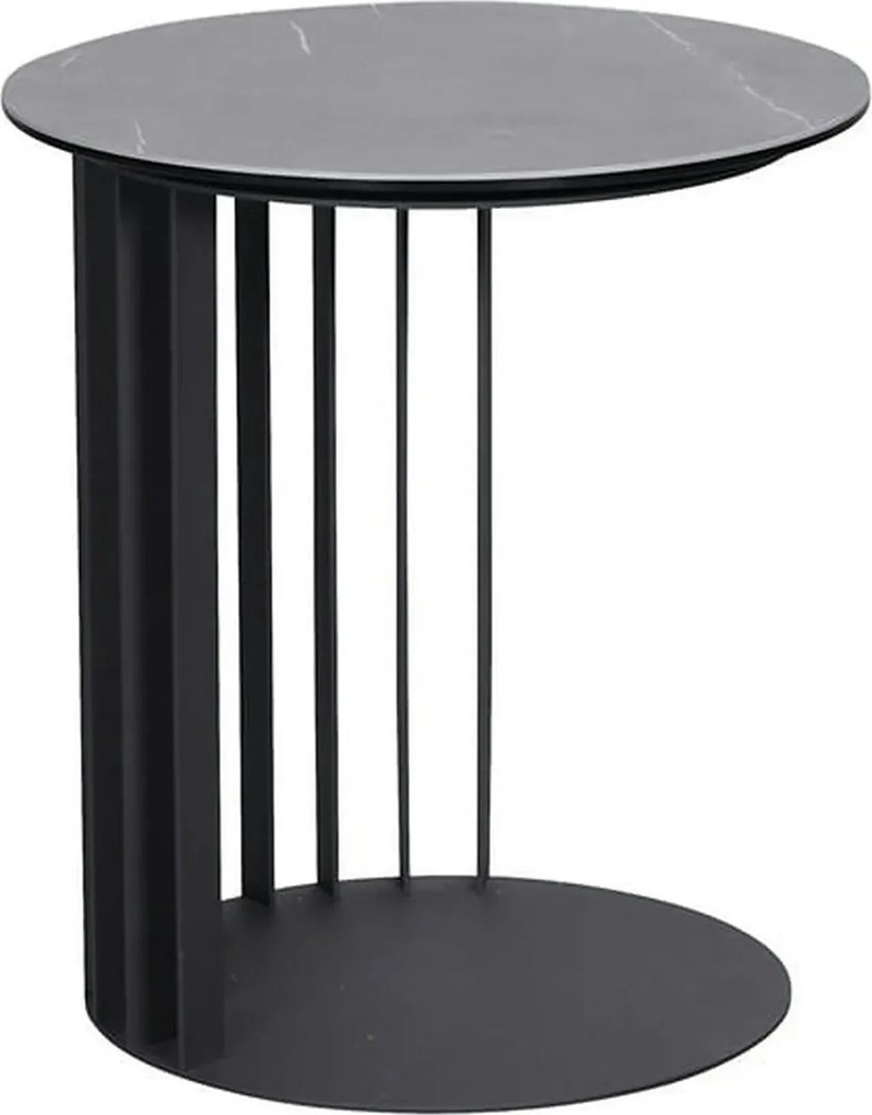 Masuta cafea LIPARI, negru cu efect de marmura/negru, ceramica/metal,