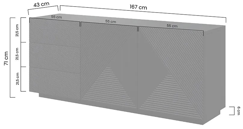 Comodă Asha 167 cm - artizanal / negru mat