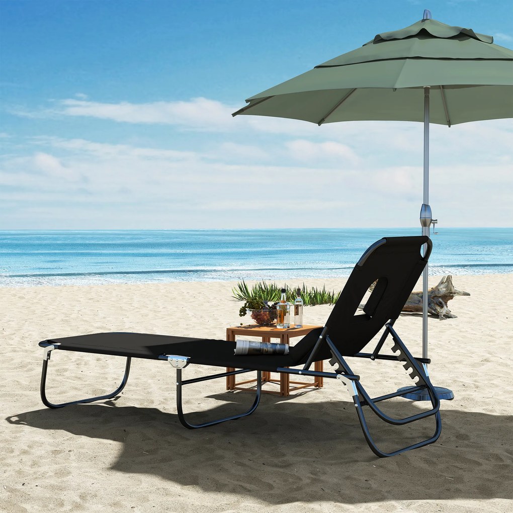 Sezlong cu decupaj Outsunny,190x56x28 cm, negru | Aosom Romania