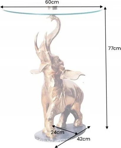 Masuta auxiliara design unicat Elephant 75cm auriu