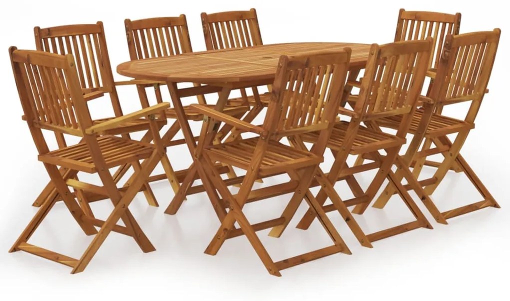vidaXL Set mobilier de exterior pliabil, 9 piese, lemn masiv de acacia