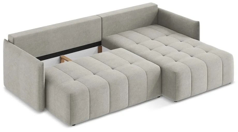 Colțar gri deschis extensibil/cu spațiu de depozitare (cu colț pe partea dreaptă/cu șezlong) Moku – Makamii