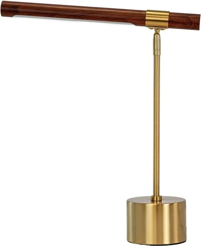 Lampa de birou LED din otel cu efect de nuc Gold steel