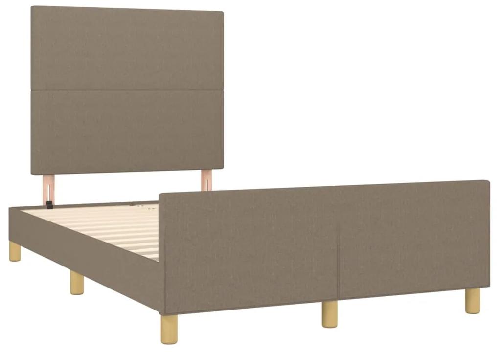 3270503 vidaXL Cadru de pat cu tăblie, gri taupe, 120x190 cm, material textil
