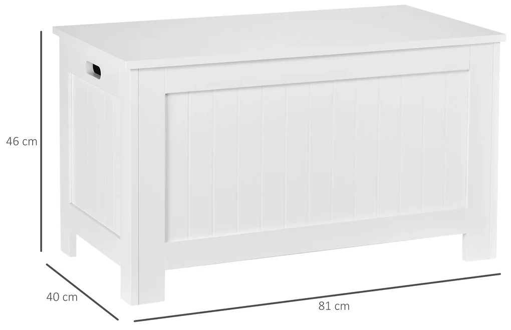 HOMCOM Banca de Depozitare Multifunctionala din Lemn MDF, 2 Manere si Deschidere cu Blocare de Siguranta, 81x40x46cm, Alb