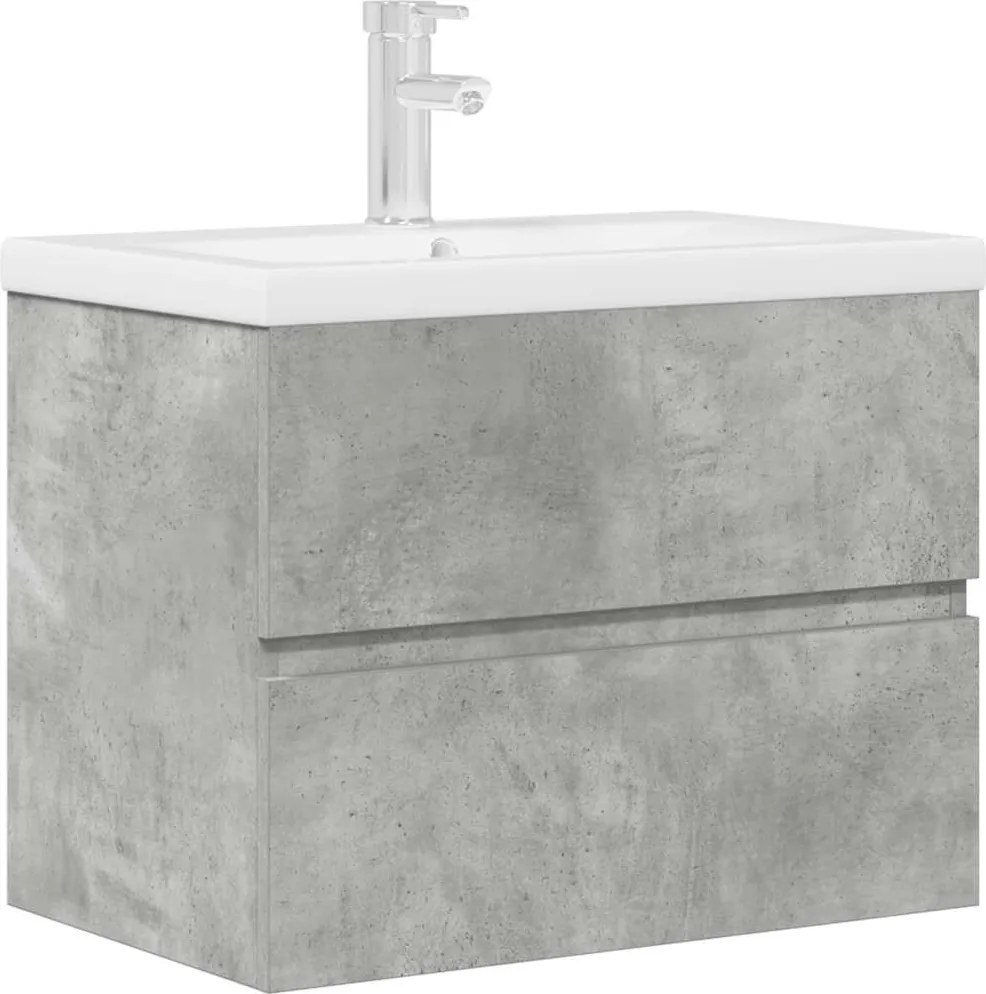 vidaXL Set mobilier de baie, 2 piese, gri beton, lemn compozit