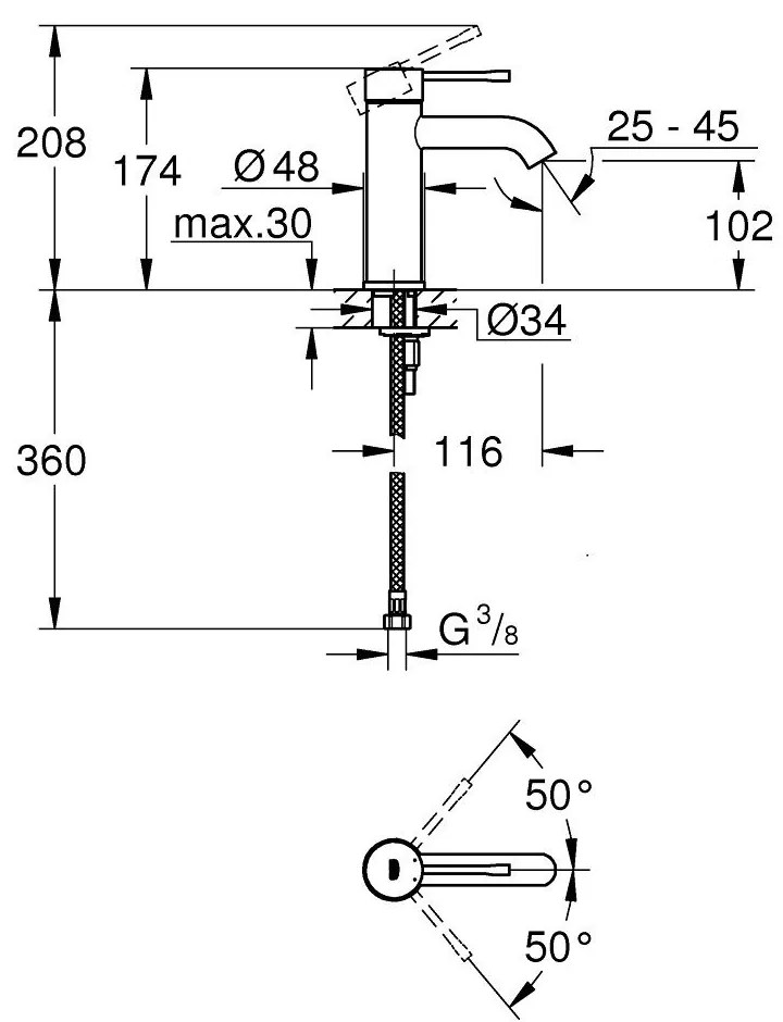 Baterie lavoar Grohe Essence, marime S