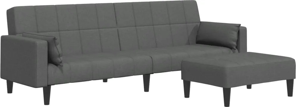 vidaXL Canapea extensibilă cu taburet, 2 locuri, gri închis, textil