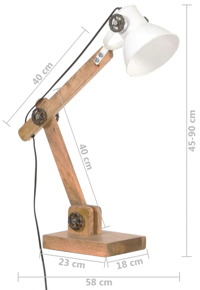 Lampa de birou industriala, alb, 58x18x90 cm, E27, rotund