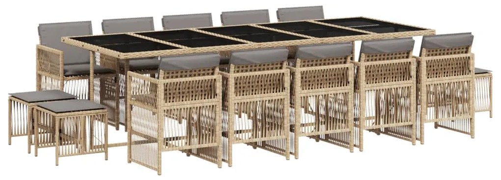 3210996 vidaXL Set mobilier grădină cu perne, 15 piese, bej combinat poliratan