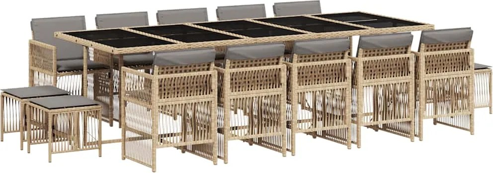 vidaXL Set mobilier grădină cu perne, 15 piese, bej combinat poliratan